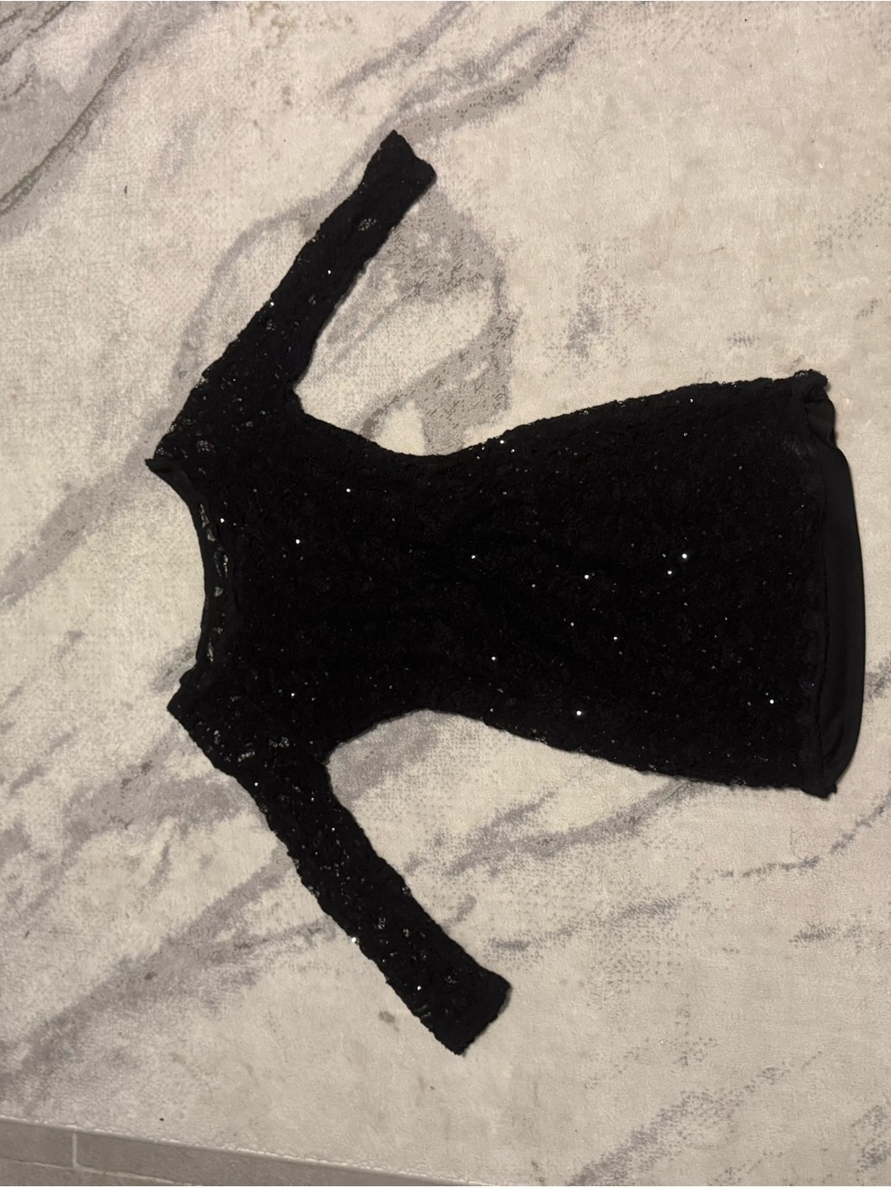 Sequin Hearts Black Lace Sequin Formal Dress